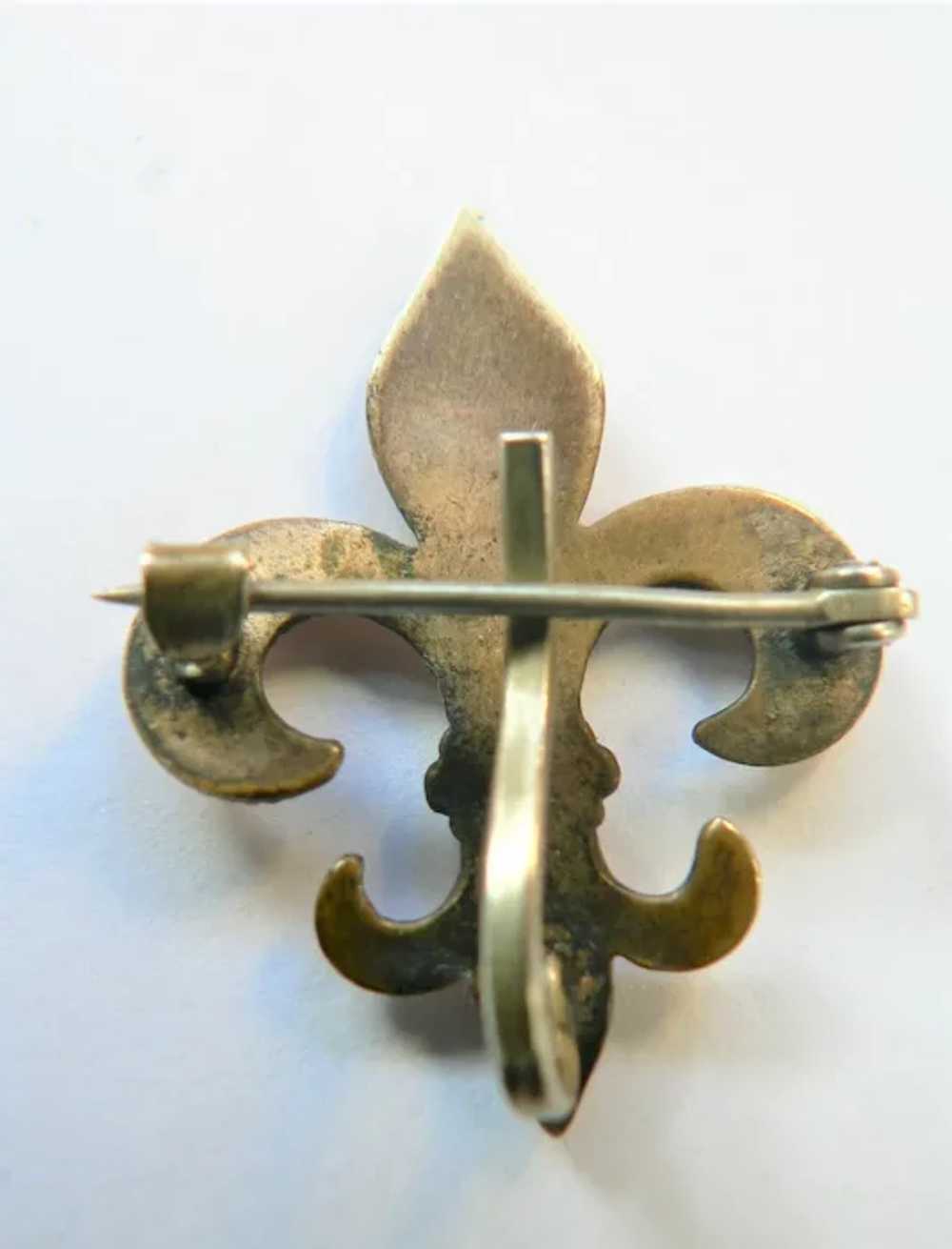 Vintage Fleur-De-Lis Watch Pin Gold Fill Scarab S… - image 2
