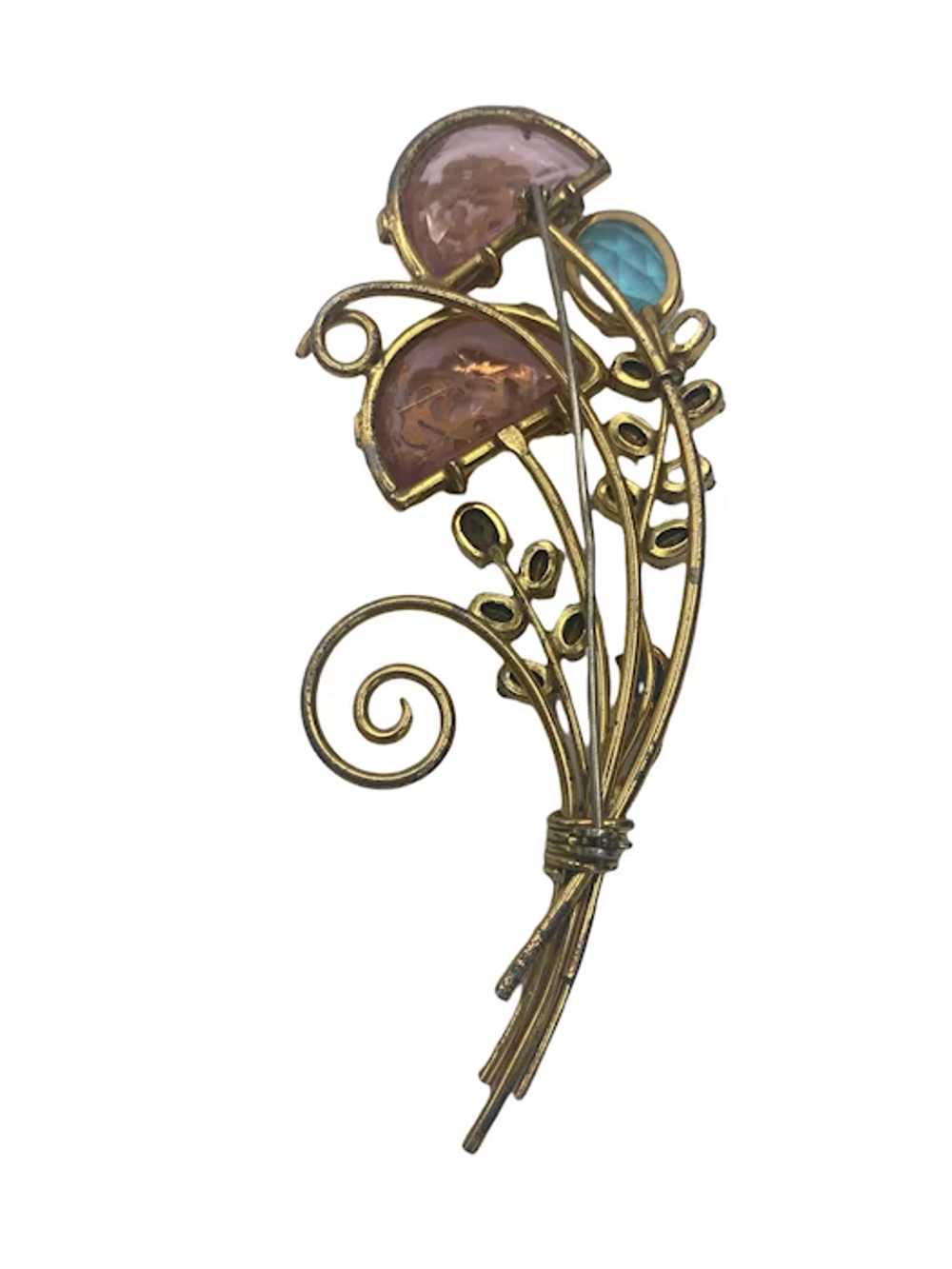 Vintage Rhinestone Flower Pin Brooch Huge 1940’s - image 4