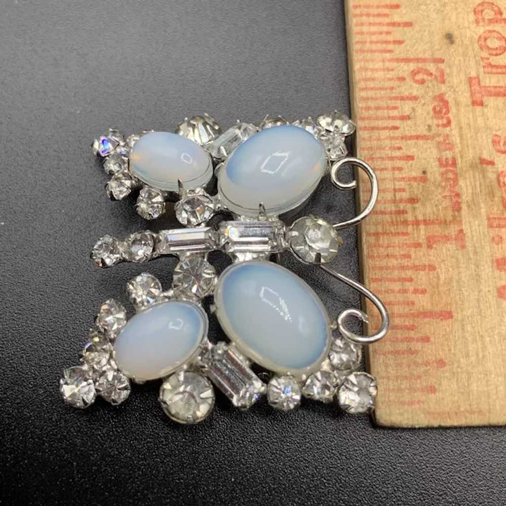 Vintage rhinestones butterfly brooch Blue Opaline… - image 7