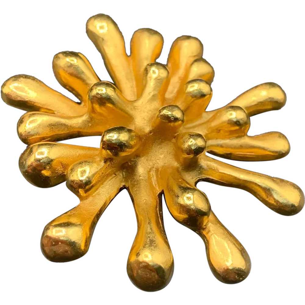 Christian Lacroix brooch Modernist Matte gold ton… - image 1