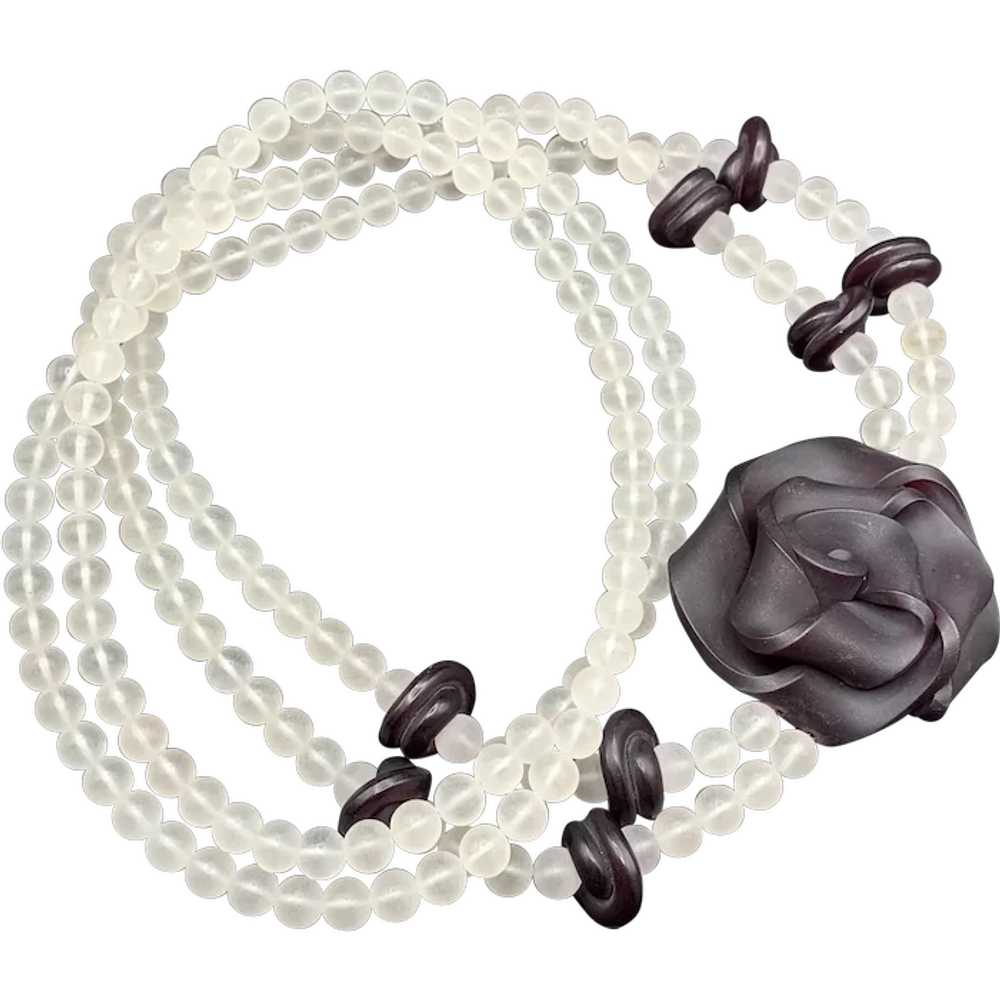 Very big and unusual Lucite necklace frosted bead… - image 1