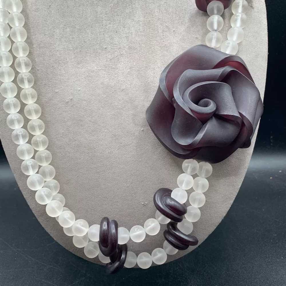 Very big and unusual Lucite necklace frosted bead… - image 3