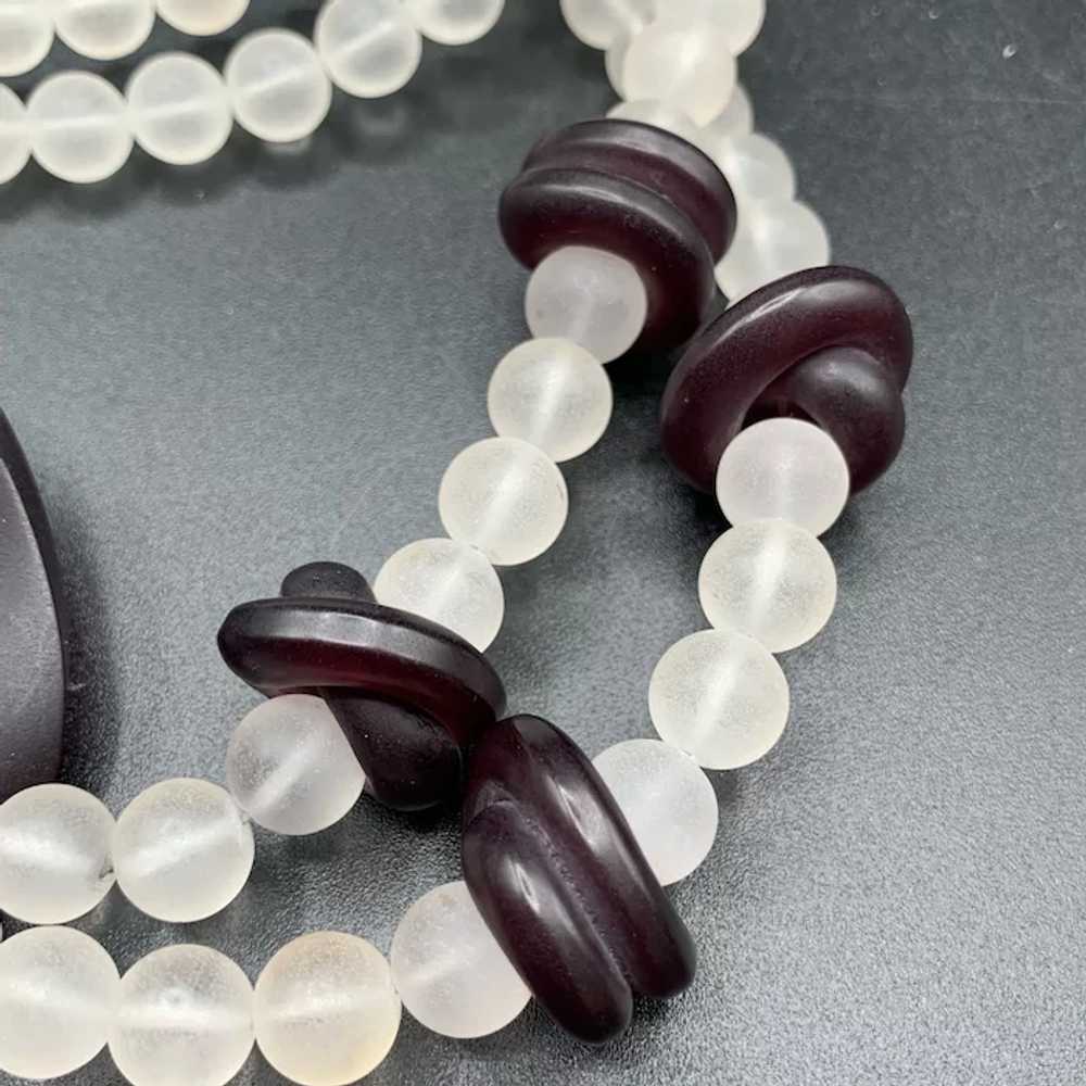 Very big and unusual Lucite necklace frosted bead… - image 5