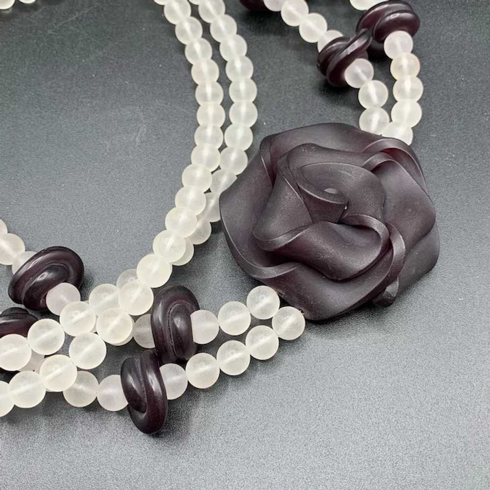 Very big and unusual Lucite necklace frosted bead… - image 7