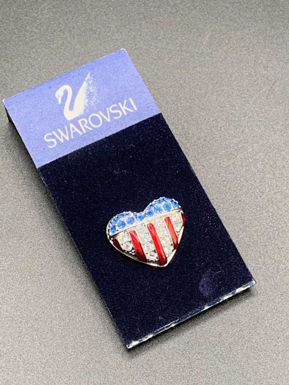 Swarovski American Flag Heart tack pin Lapel Pin … - image 2