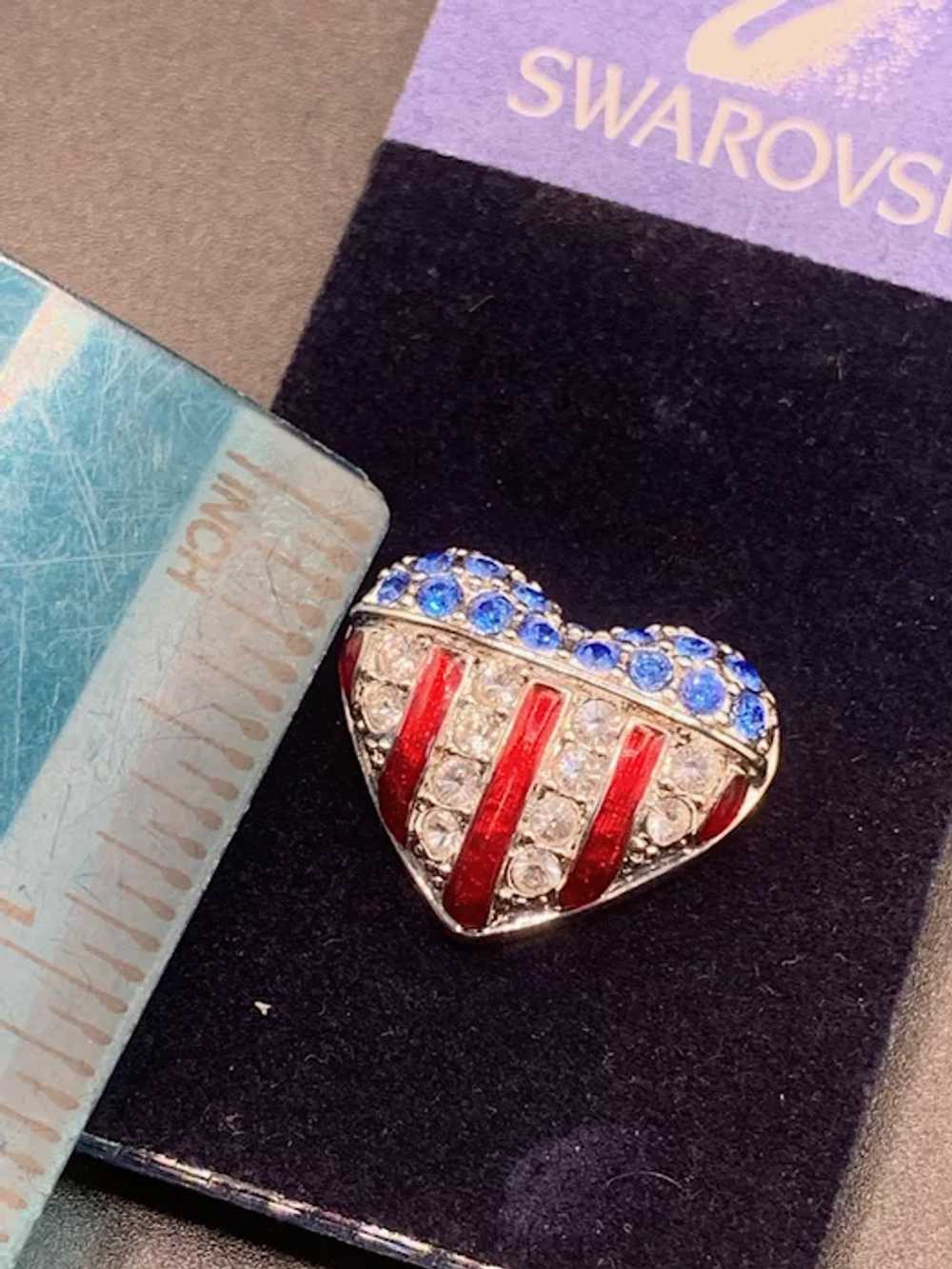 Swarovski American Flag Heart tack pin Lapel Pin … - image 5