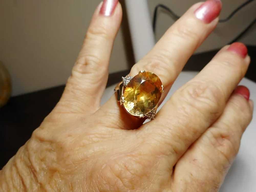 10k Citrine Diamond 1980's Quality Ring - image 12