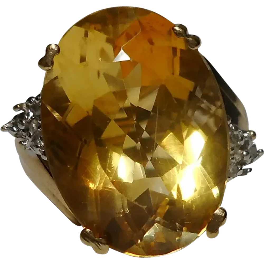 10k Citrine Diamond 1980's Quality Ring - image 1