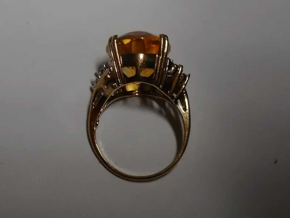 10k Citrine Diamond 1980's Quality Ring - image 4