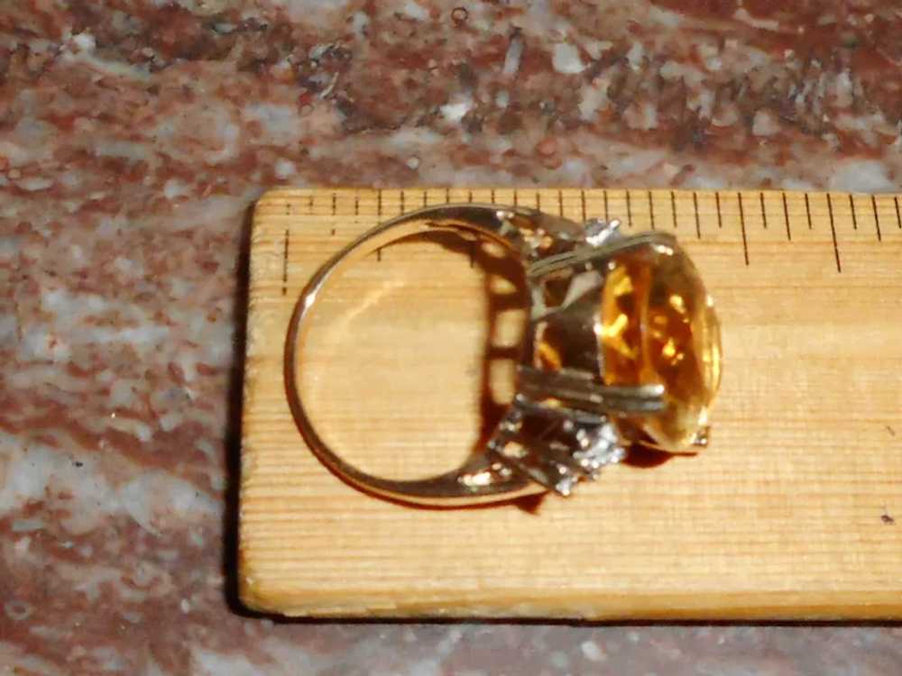 10k Citrine Diamond 1980's Quality Ring - image 6