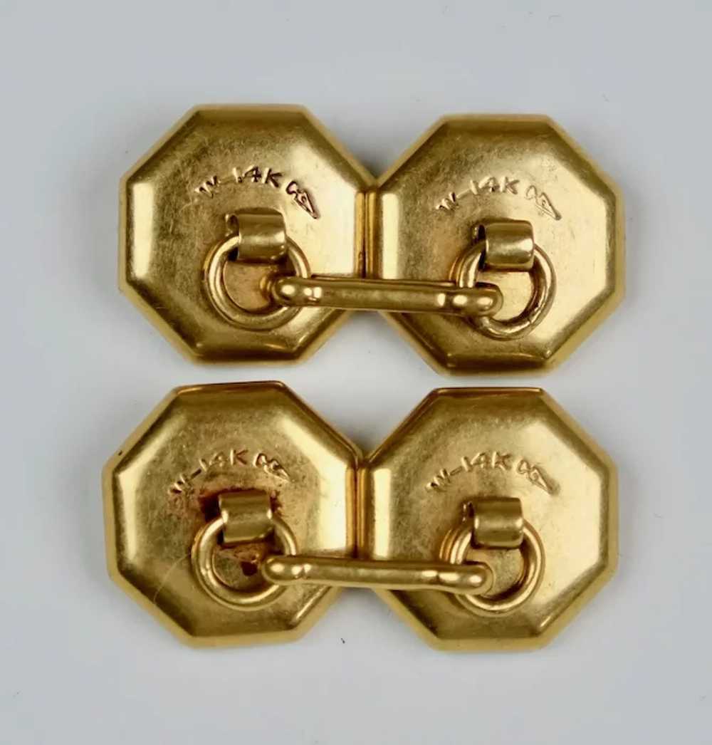 Art Deco 14K Gold Double Sided Octagonal Cufflink… - image 4