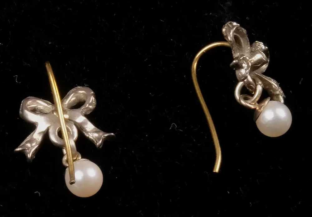 Victorian Style Pearl & Paste Gold & Silver Earri… - image 6