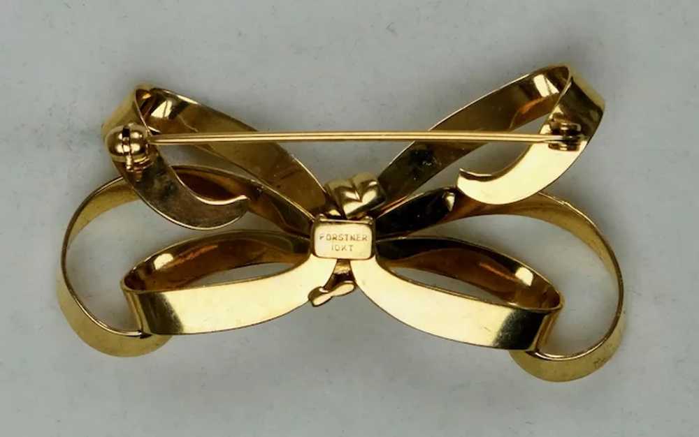 Retro Rose Gold Bow Pin Brooch By Forstner - image 7