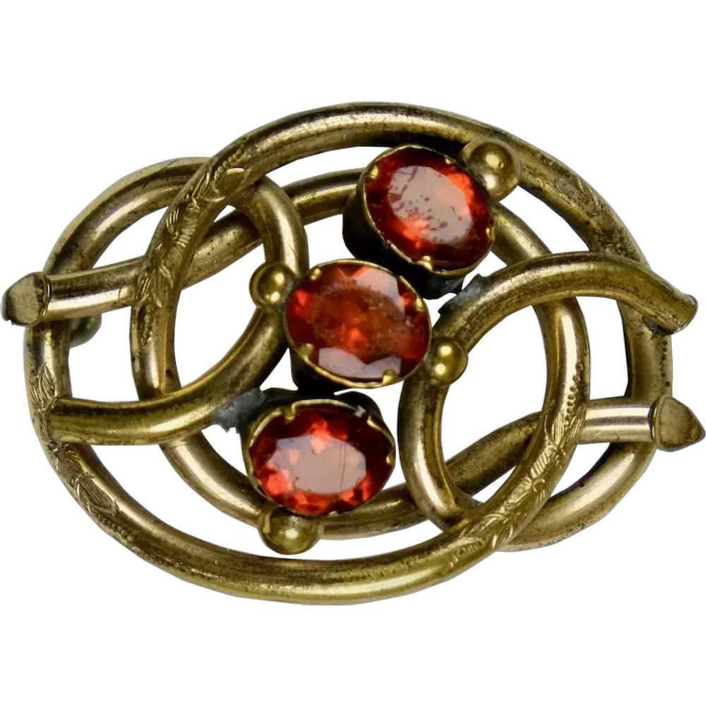English Victorian Crystals Love Knot Brooch - image 1