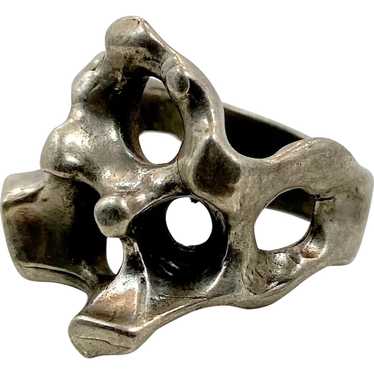 Modern Ring, Brutalist Ring, Sterling Silver, Vin… - image 1