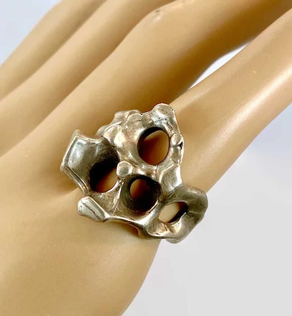 Modern Ring, Brutalist Ring, Sterling Silver, Vin… - image 2
