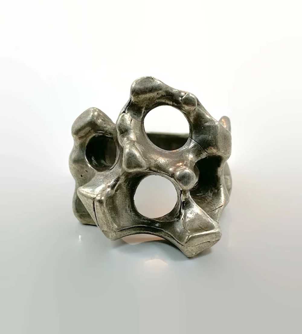 Modern Ring, Brutalist Ring, Sterling Silver, Vin… - image 3