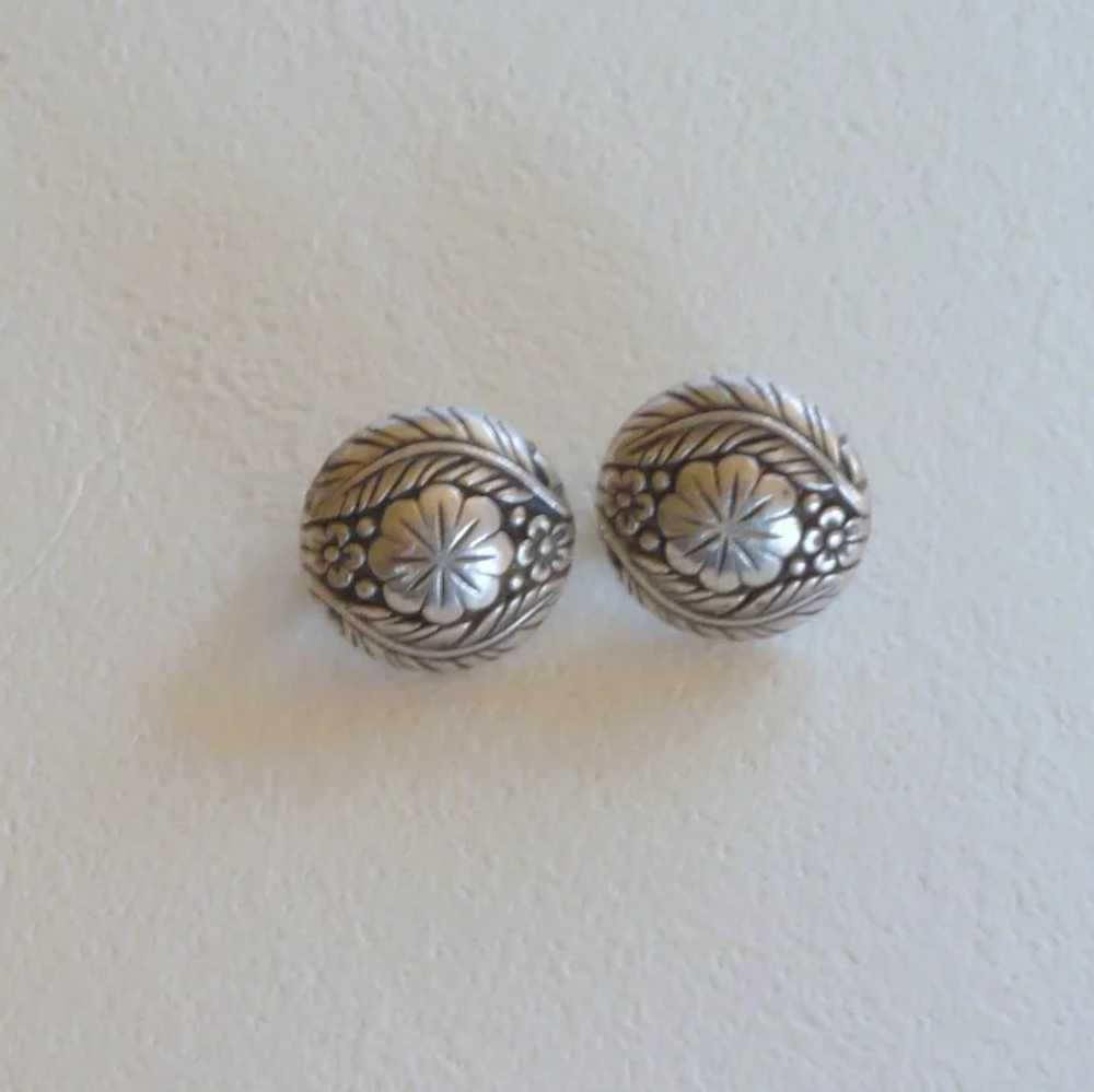 Two Silver Tone Earrings in One with Purple Bead … - image 4