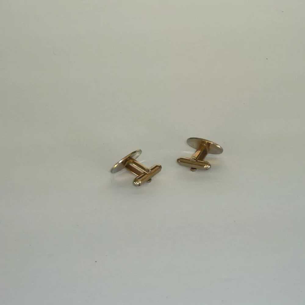 Gold Tone Oval Engravable Cuff Links Cufflinks - image 2