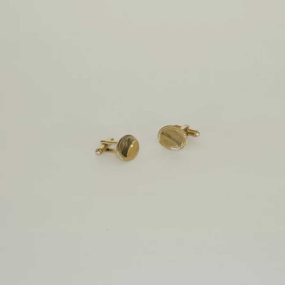 Gold Tone Oval Engravable Cuff Links Cufflinks - image 3