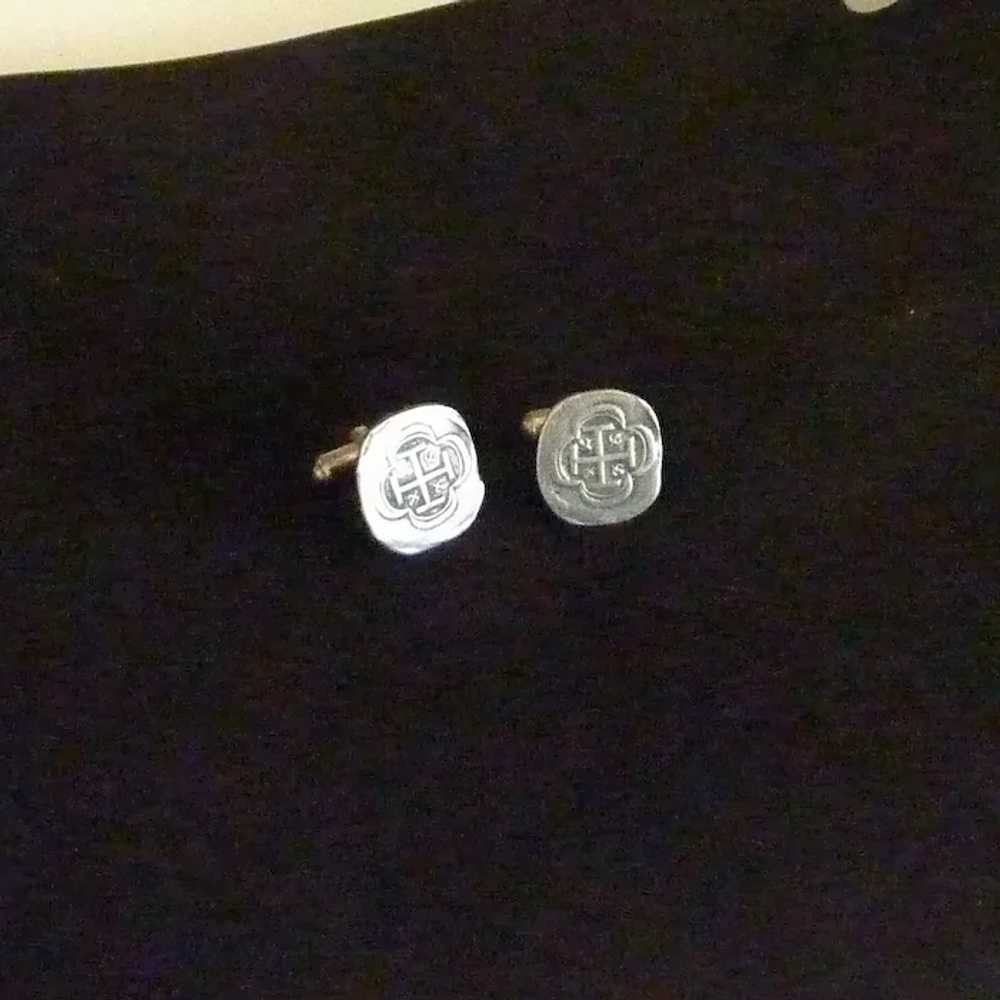 Old Silver Tone Coin Cuff Links Cufflinks - image 2