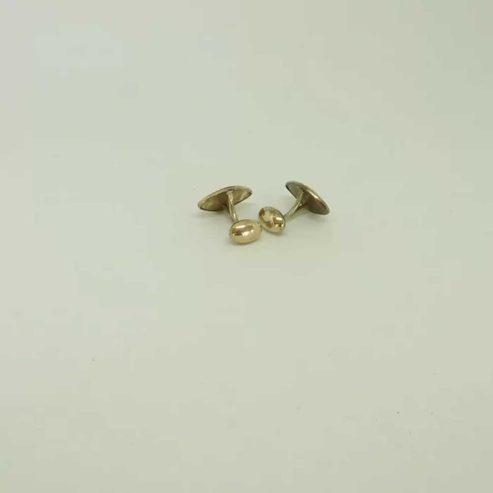 Solid Oval Gold Tone Early 1900’s Cuff Links Cuff… - image 3