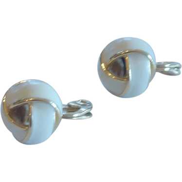 Monet Crème Gold Tone Small Clip on Earrings - image 1