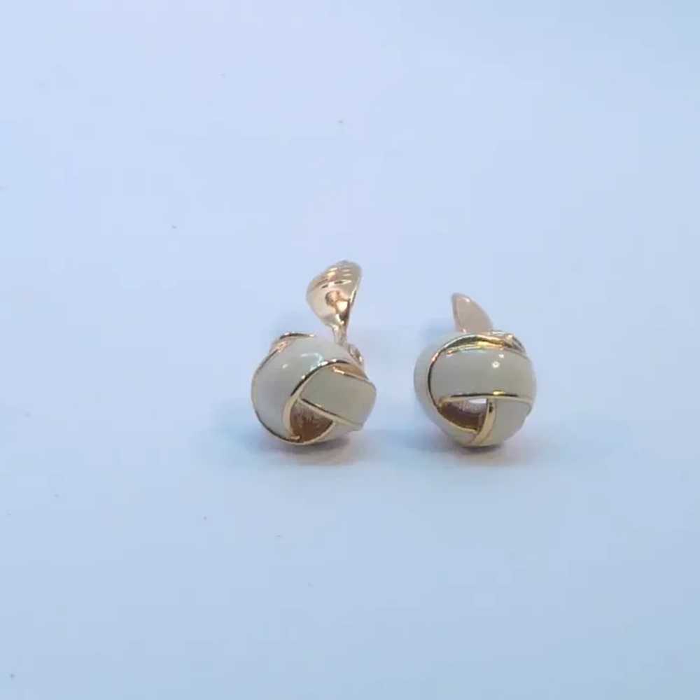 Monet Crème Gold Tone Small Clip on Earrings - image 2