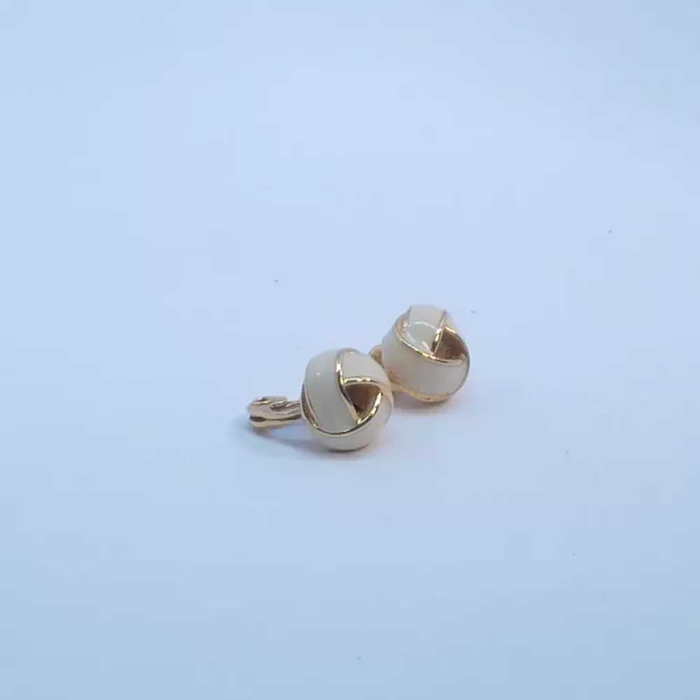 Monet Crème Gold Tone Small Clip on Earrings - image 3