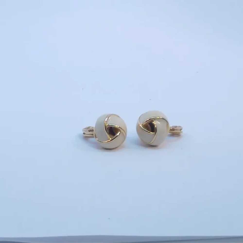 Monet Crème Gold Tone Small Clip on Earrings - image 4