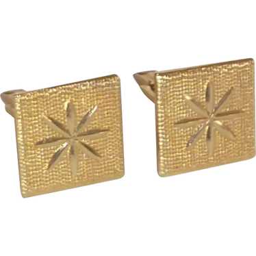 Gold Tone Star Square Cufflinks Cuff Links - image 1