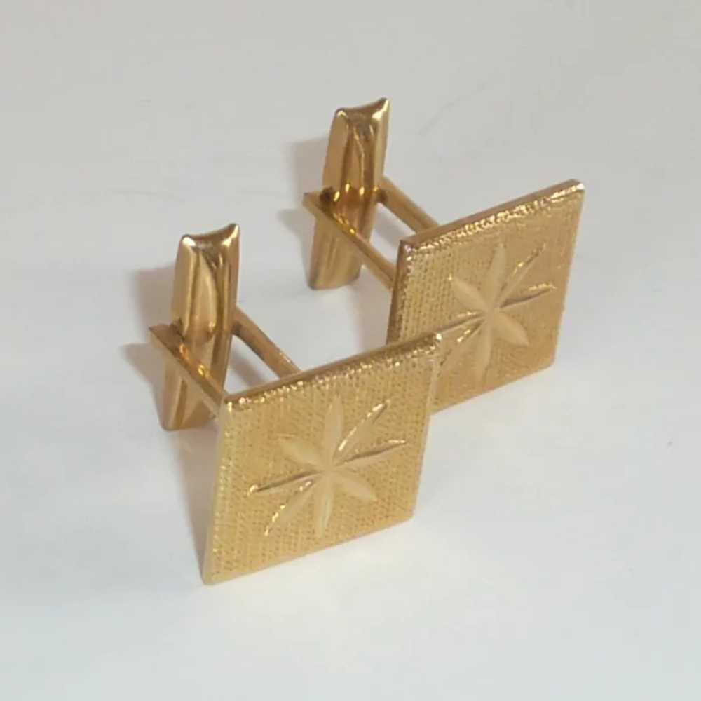 Gold Tone Star Square Cufflinks Cuff Links - image 2