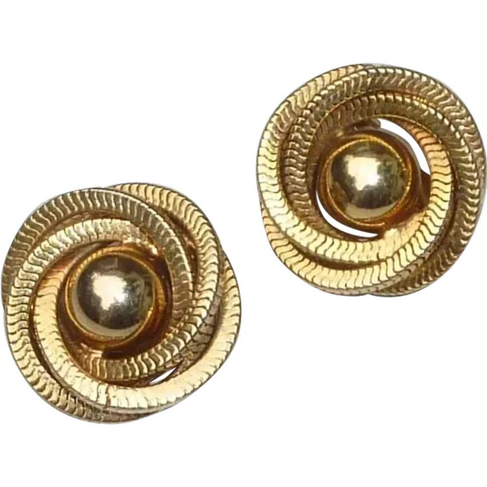 Vogue Spiral Round Gold Tone Clip On Earrings - image 1