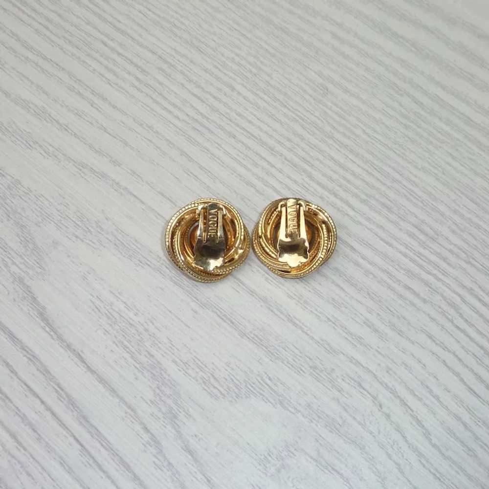 Vogue Spiral Round Gold Tone Clip On Earrings - image 3