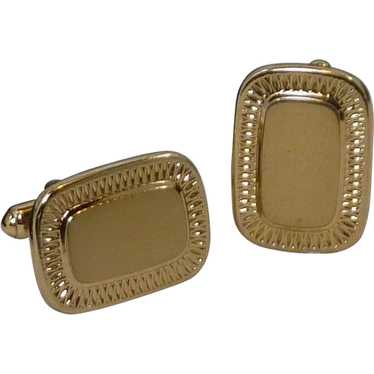 Hickok Gold Tone Rectangle for Initials Cufflink … - image 1