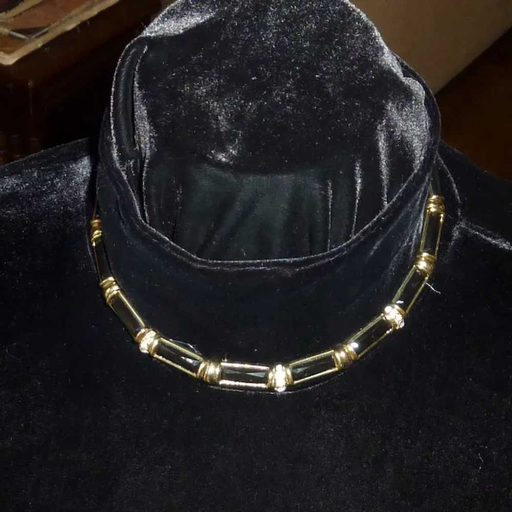 Black and Gold Tone Choker Necklace - image 2