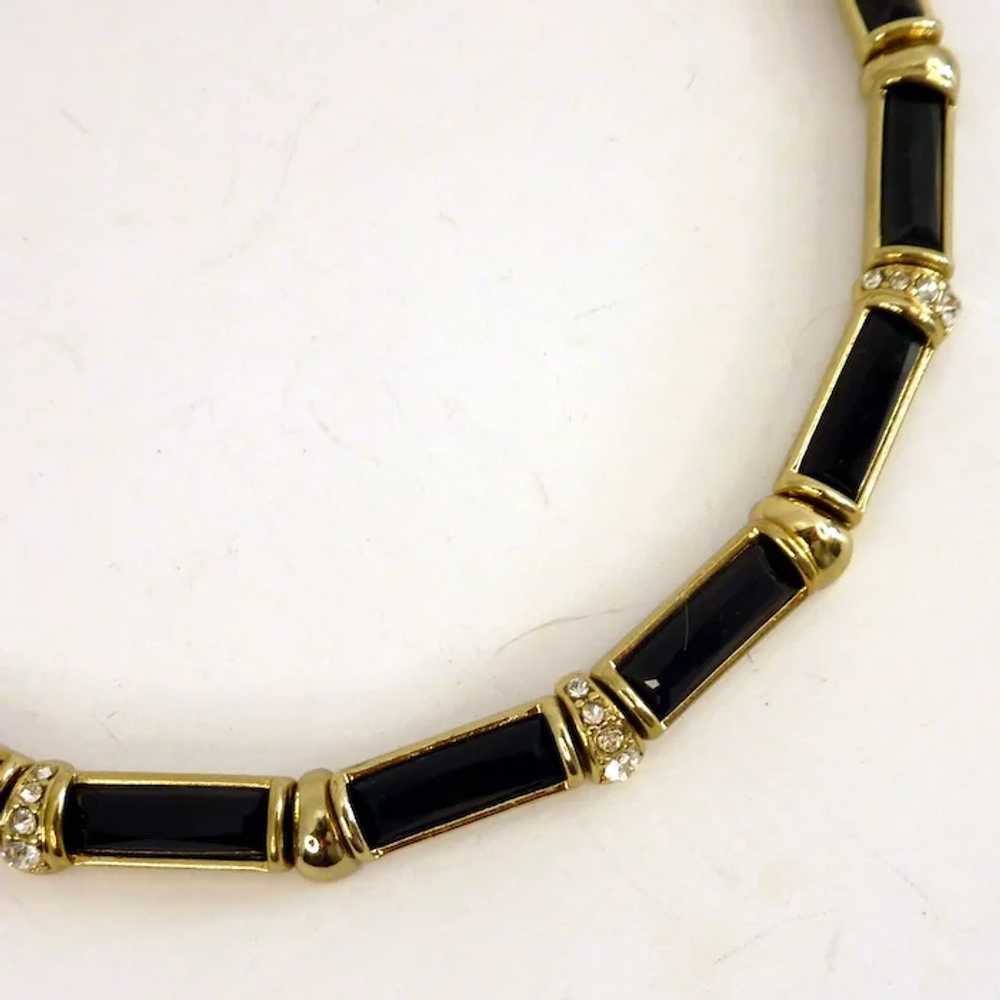 Black and Gold Tone Choker Necklace - image 4