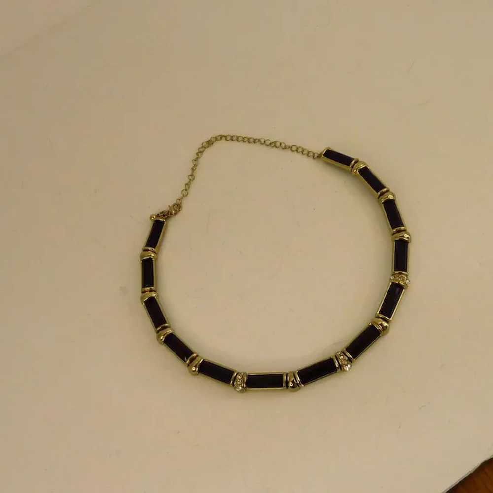 Black and Gold Tone Choker Necklace - image 5
