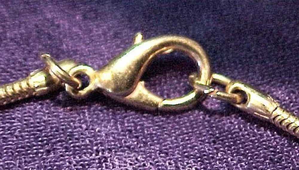 Large Drop Pendant Gold Tone Snake Rope Necklace - image 5