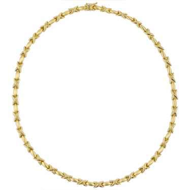 Vintage Italian 14K Gold "X & O" Necklace, 22 3/4"