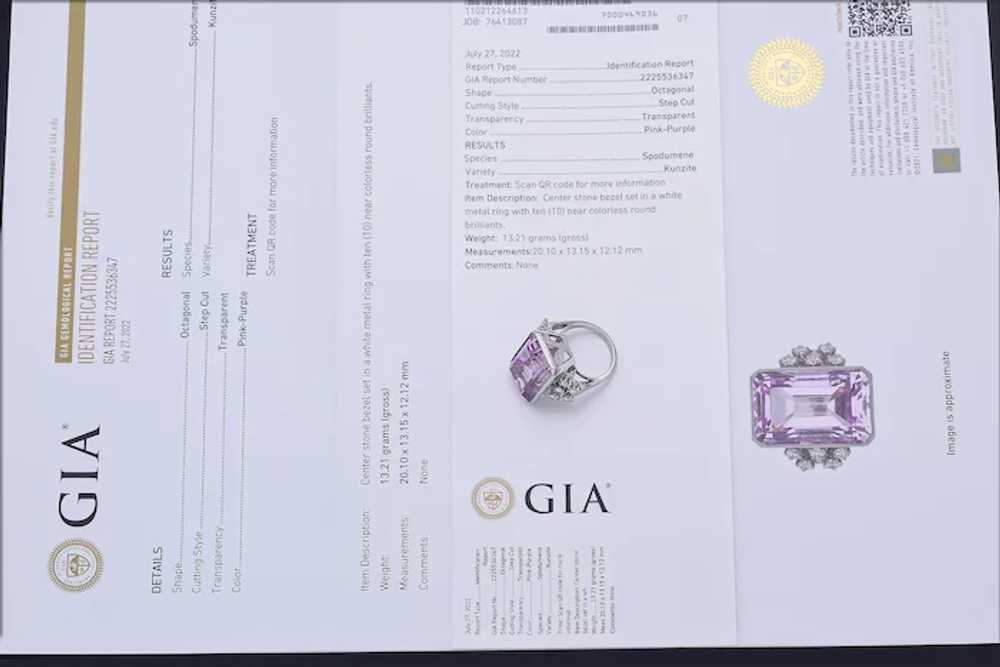 GIA Certified 14K Gold 30.50 Ct Kunzite & 0.80 TC… - image 3