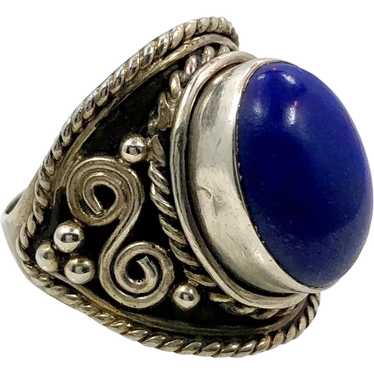 Lapis Ring, Lazuli Lazuli, Sterling Silver, Vinta… - image 1