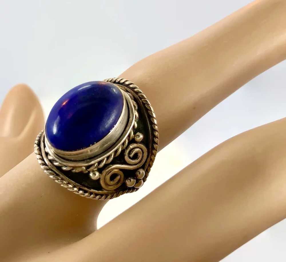 Lapis Ring, Lazuli Lazuli, Sterling Silver, Vinta… - image 2