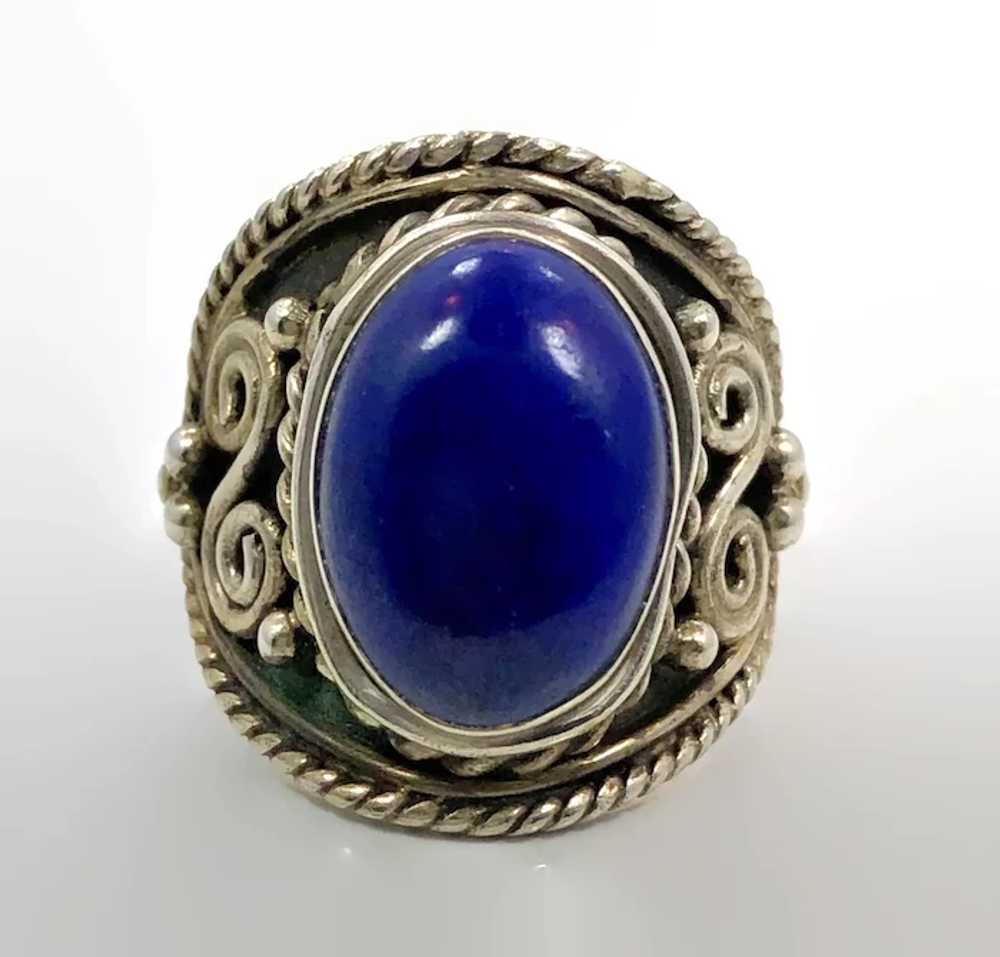Lapis Ring, Lazuli Lazuli, Sterling Silver, Vinta… - image 3