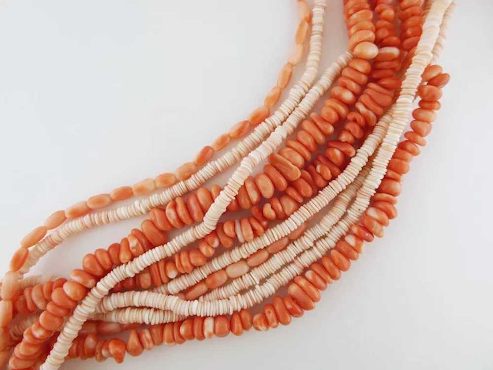 Vintage Estate 10-Strand Natural Coral Beads Tors… - image 5