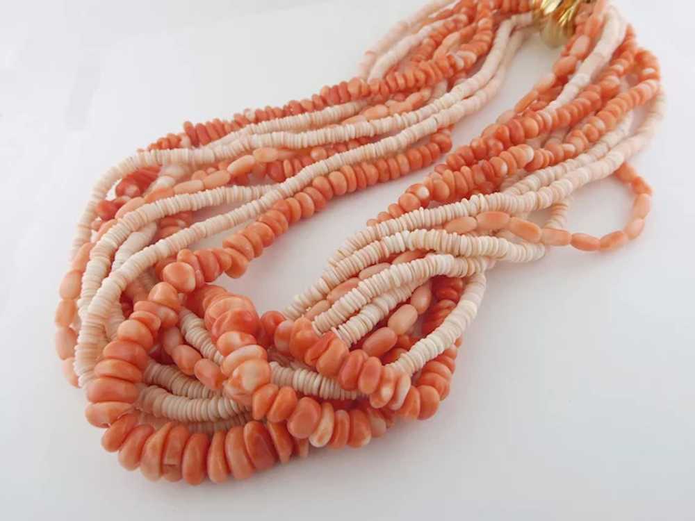 Vintage Estate 10-Strand Natural Coral Beads Tors… - image 6