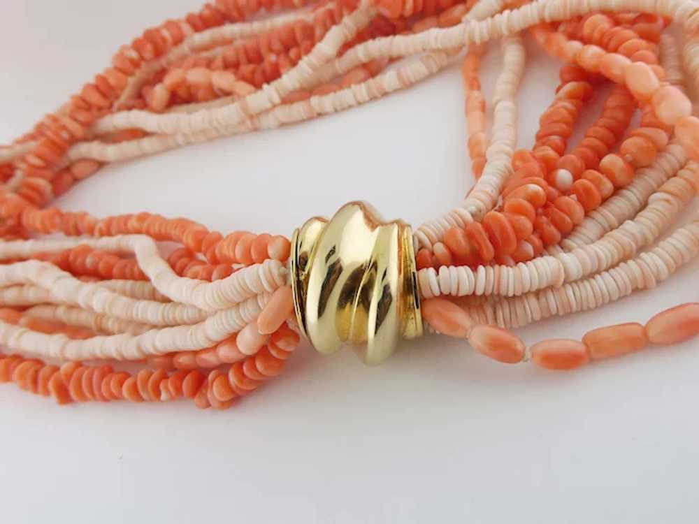 Vintage Estate 10-Strand Natural Coral Beads Tors… - image 7