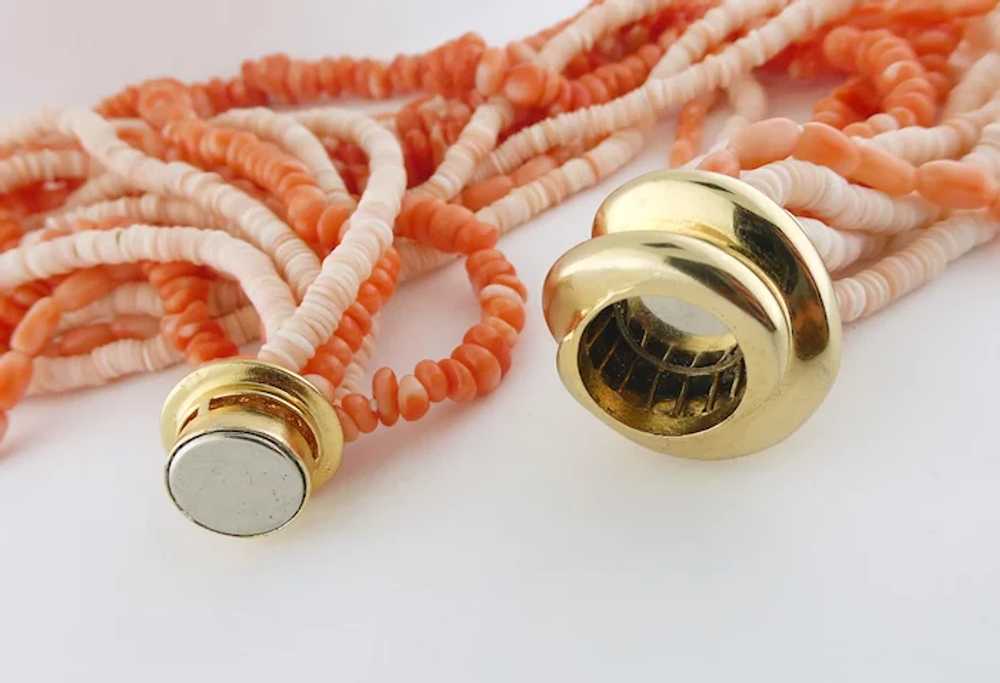 Vintage Estate 10-Strand Natural Coral Beads Tors… - image 8