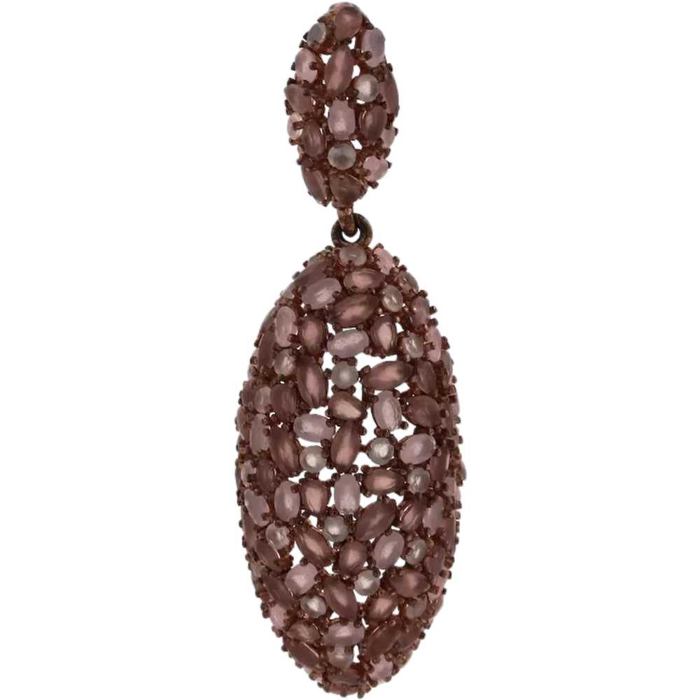 Cluster Pink Stone Oval Pendant Sterling Silver R… - image 1