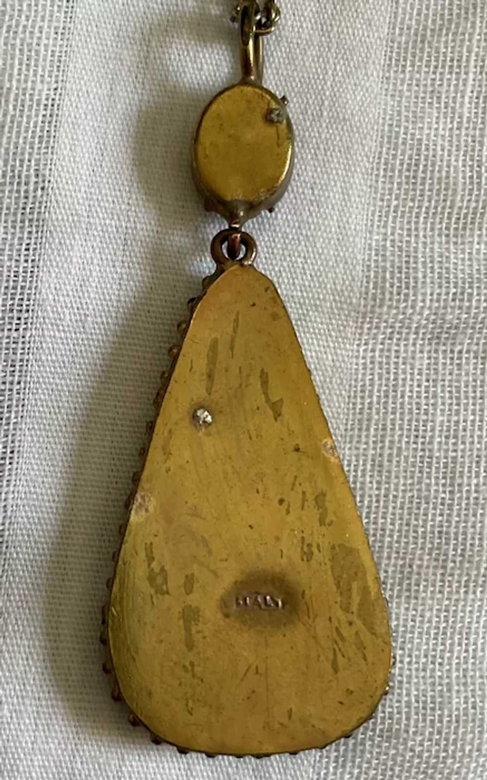 Early Italian Micro-mosaic Brass Pendant On Gold … - image 8